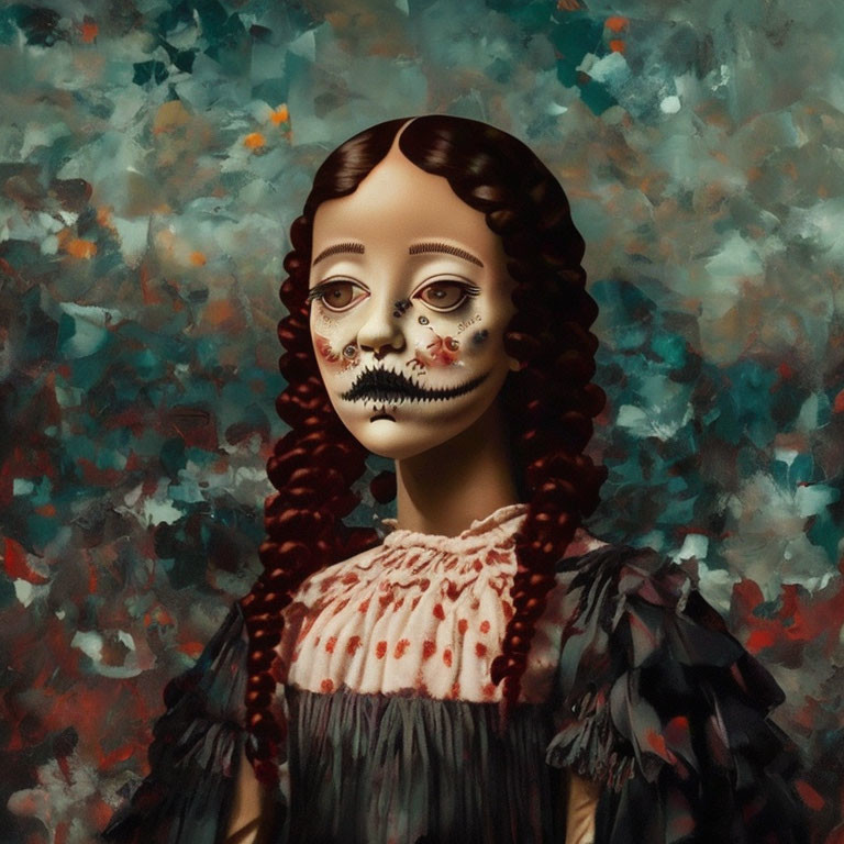 Stylized doll inspired by Día de los Muertos themes