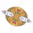 Colorful Fish Illustration with Circular Patterns in Gold and Blue