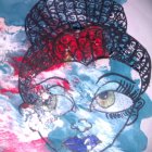 Surrealist artwork: Woman's face with vibrant floral elements