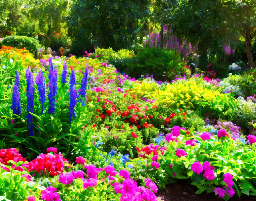 Colorful Flower Garden Blooming in Sunlight