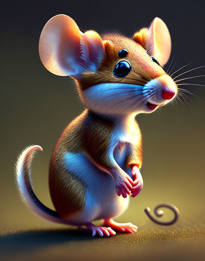 Whimsical anthropomorphic mouse illustration with large glossy eyes