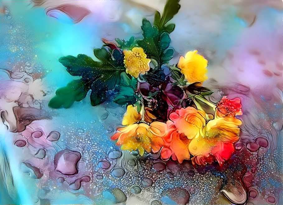 Blumen mit Wassertropfen