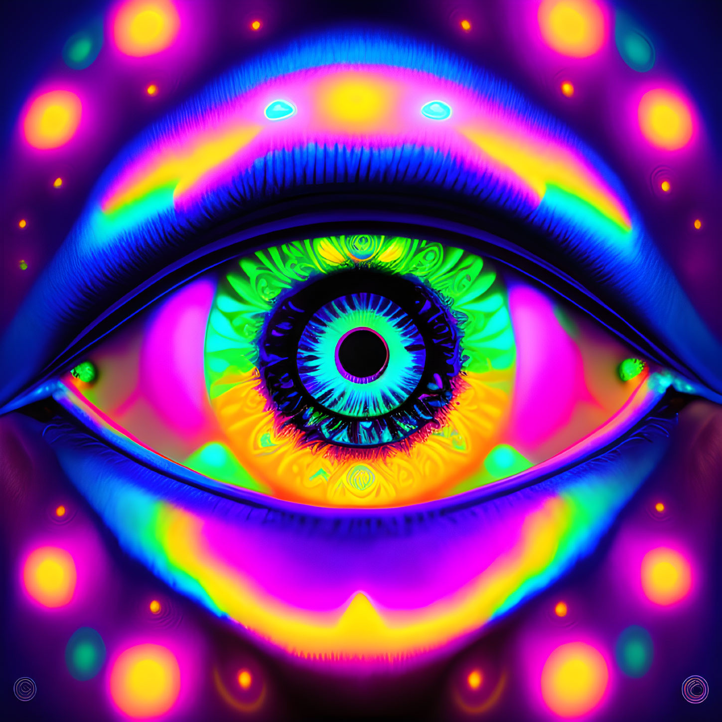 Colorful Psychedelic Eye Artwork with Vibrant Patterns