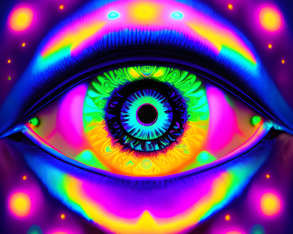 Colorful Psychedelic Eye Artwork with Vibrant Patterns