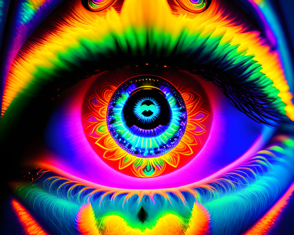 Colorful Psychedelic Eye with Fractal Patterns