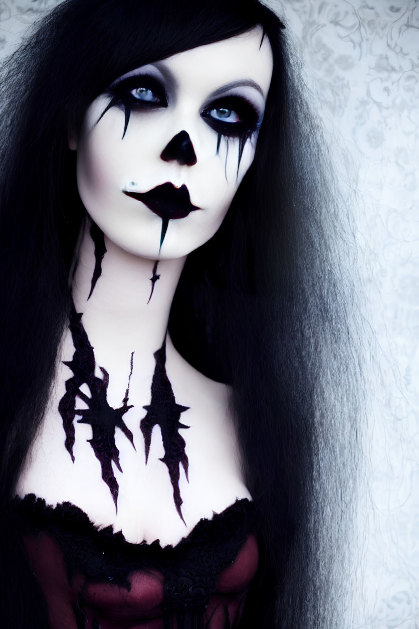 Dramatic black and white makeup for gothic aesthetic