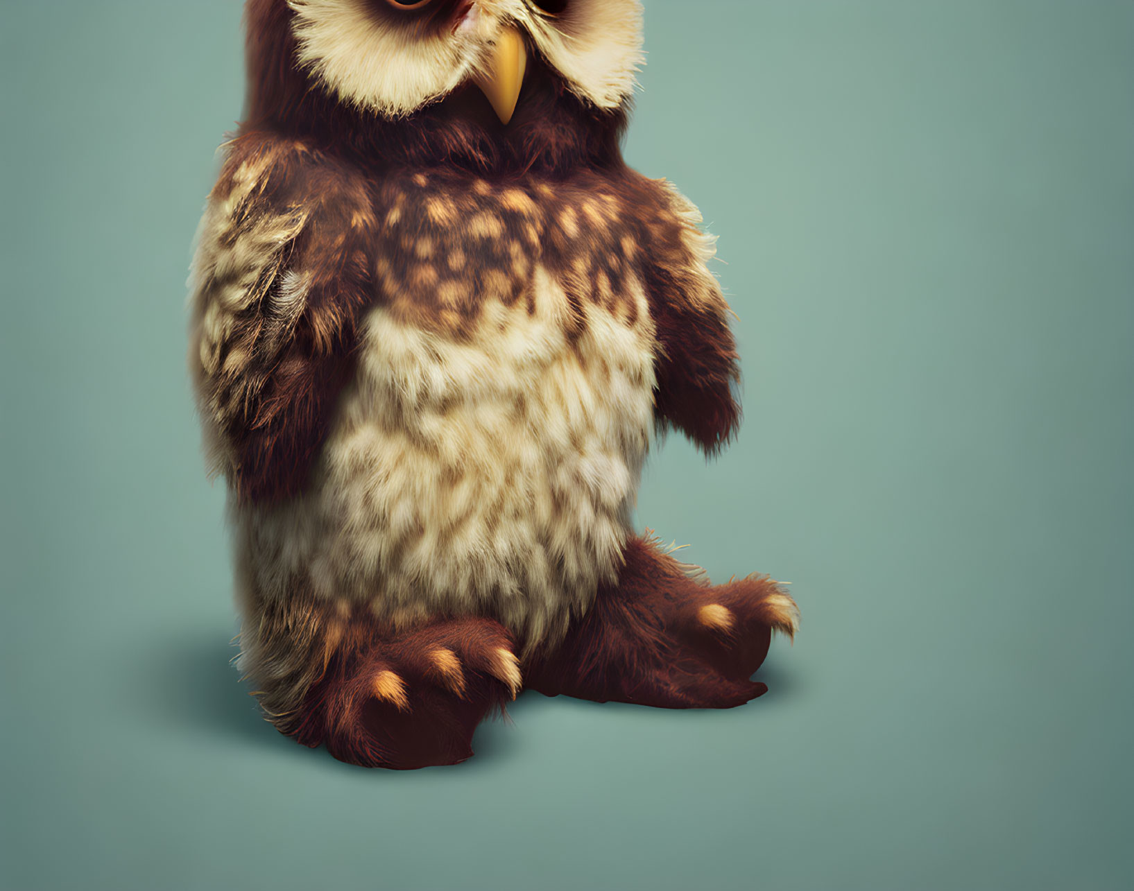 Hybrid Owl-Eagle Creature on Teal Background