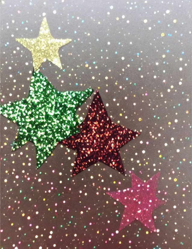 Colorful Glittery Stars on Speckled Background for Festive Vibe