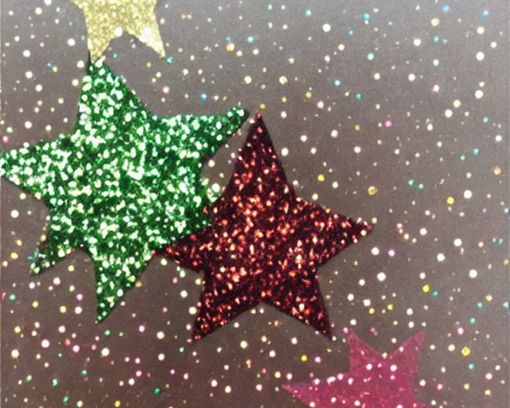 Colorful Glittery Stars on Speckled Background for Festive Vibe