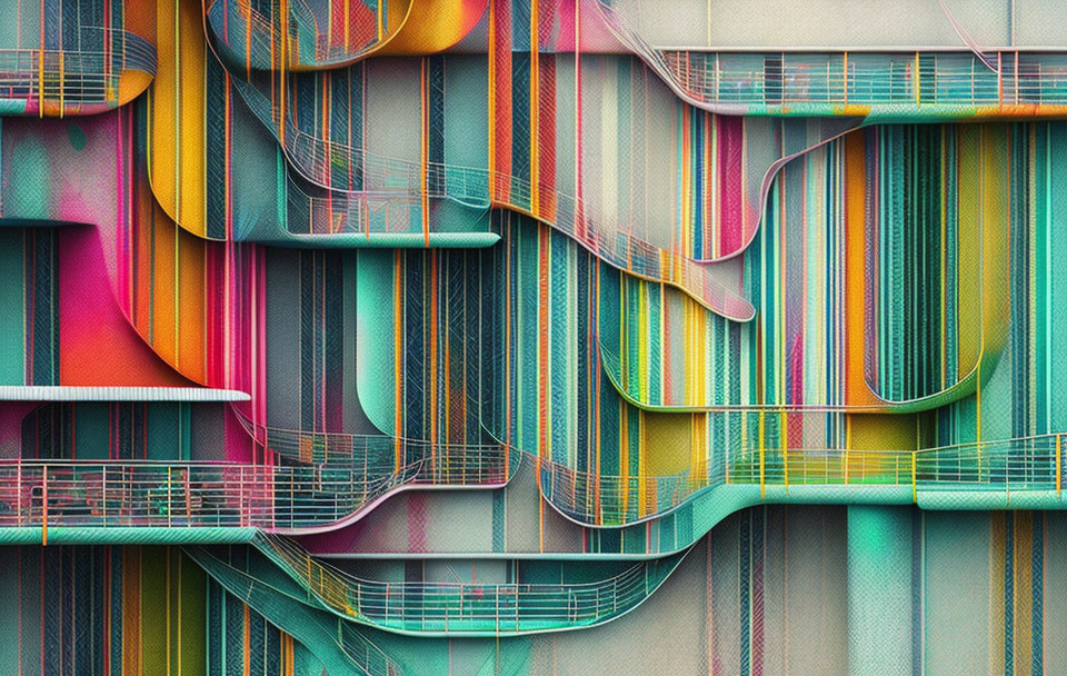 Colorful Abstract Architecture with Textured Surfaces