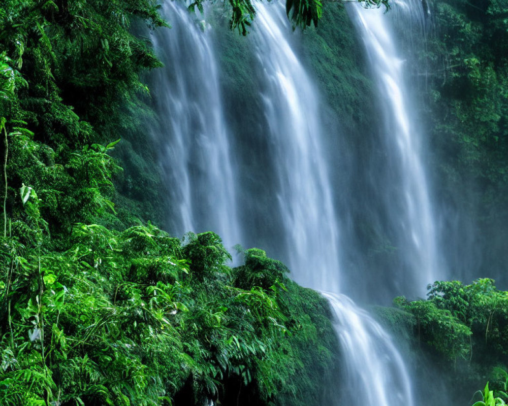 Scenic waterfall surrounded by lush greenery