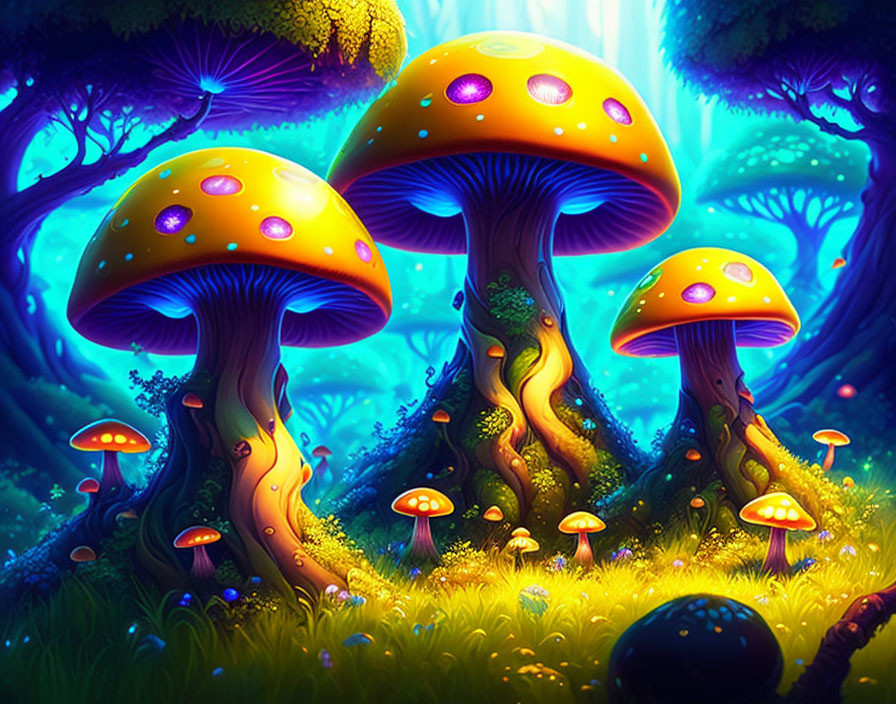 Tall Glowing Mushrooms