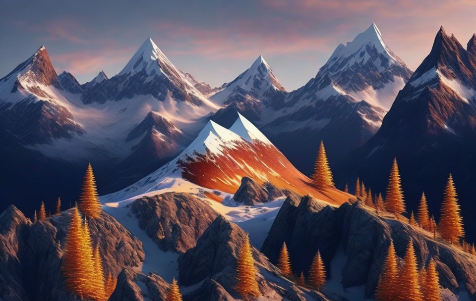 Majestic snow-capped mountains in serene landscape