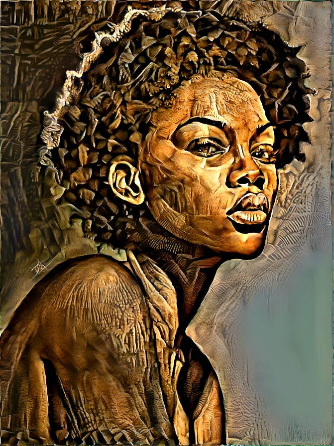 Black Woman Carved in Wood