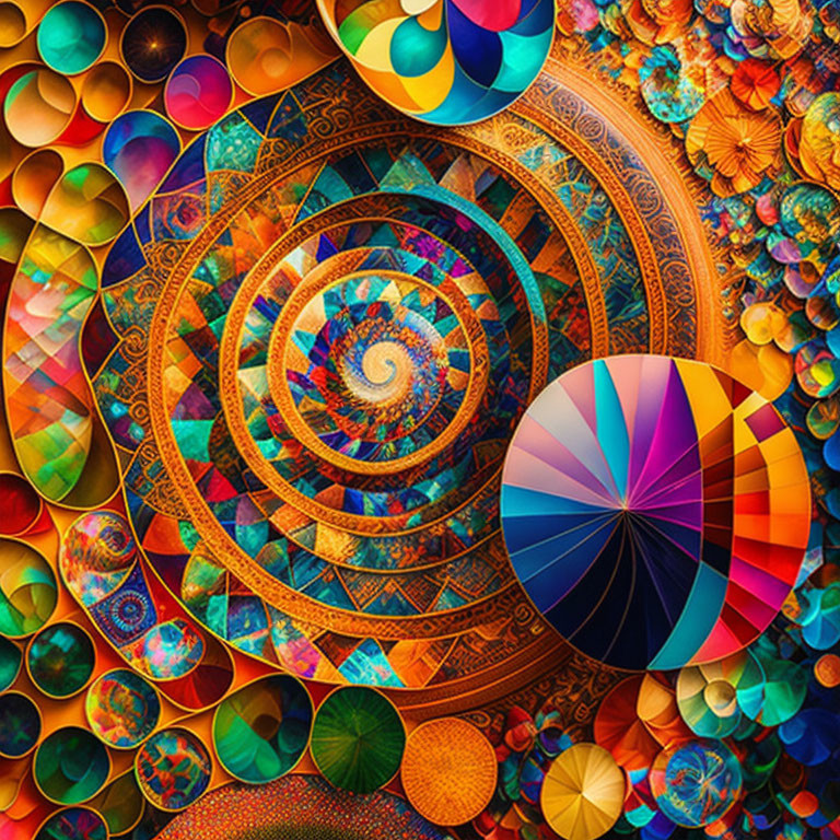 Colorful Fractal Image with Circular Patterns and Spirals