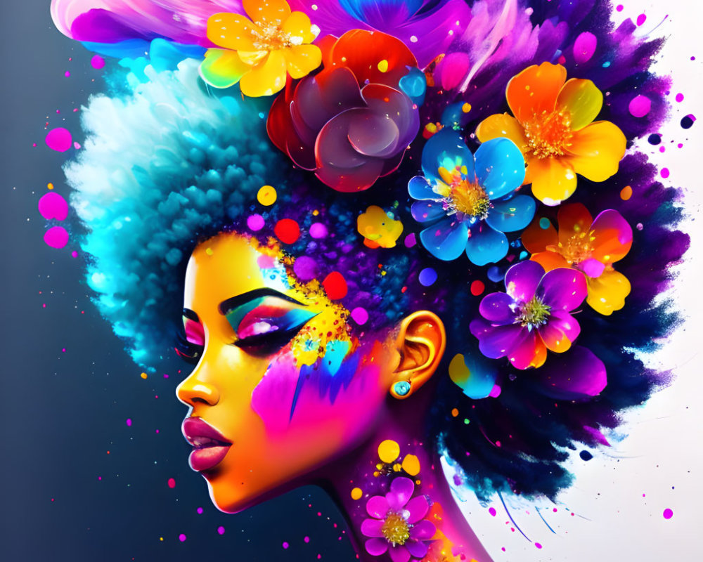 Colorful Afro Woman Artwork: Beauty and Creativity Displayed