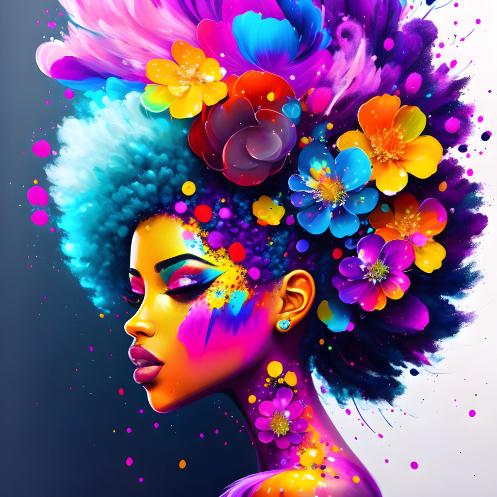 Colorful Afro Woman Artwork: Beauty and Creativity Displayed