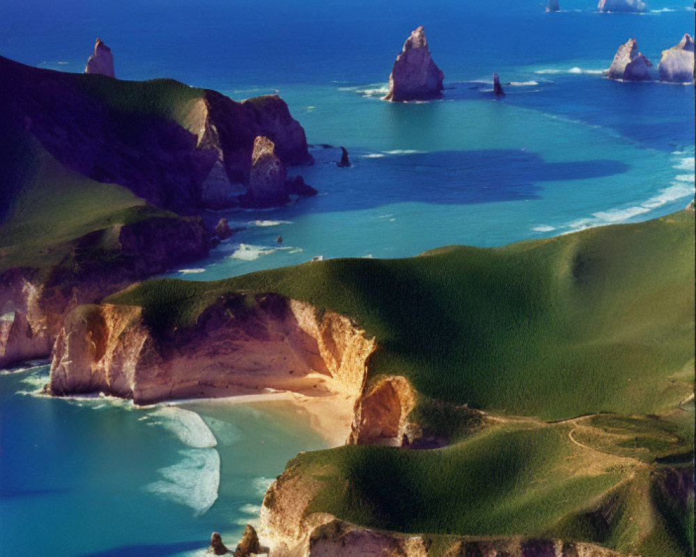 Scenic Coastal Landscape with Cliffs and Rock Formations