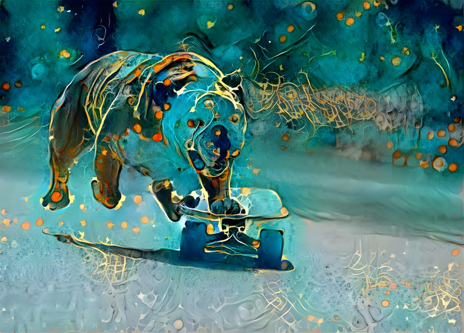 dog on a board