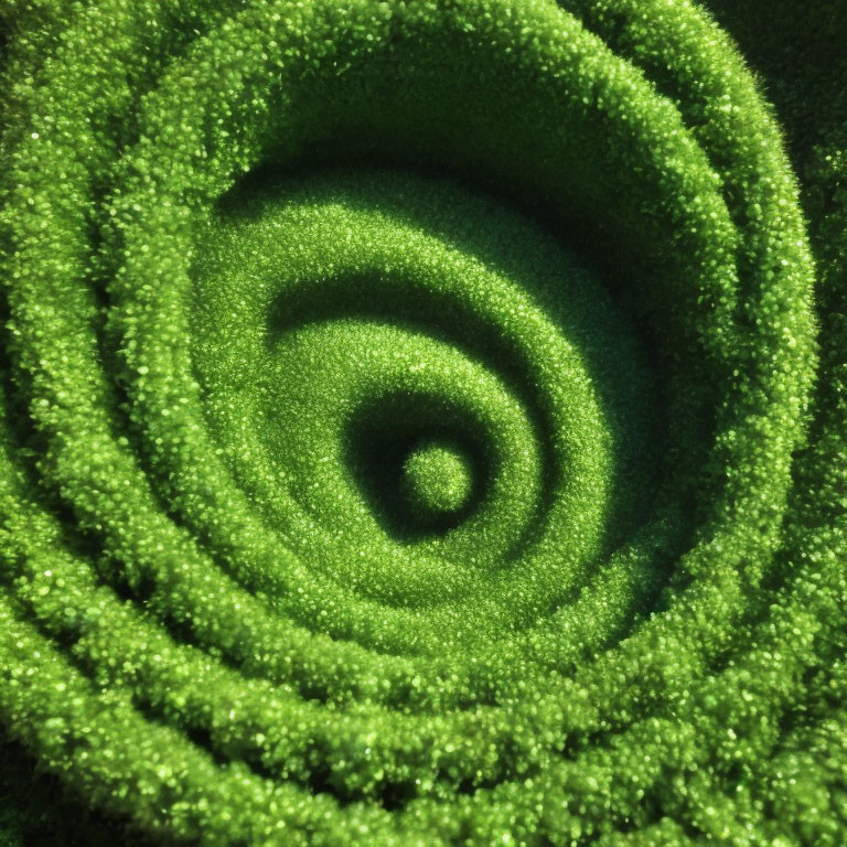 Green Plush Spiral-Patterned Object with Soft Texture