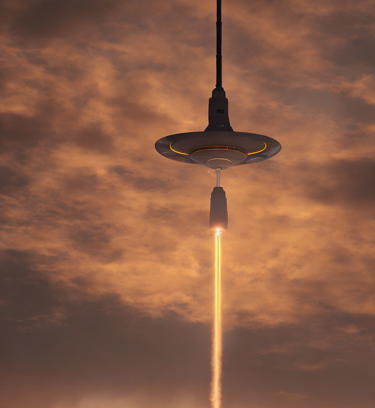 Rocket Launch with Bright Engine Flare and Unique Cloud Formation