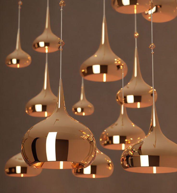 Modern Copper Pendant Lights Reflecting Warm Ambient Light