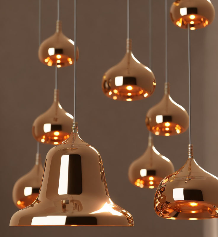 Sleek Copper Pendant Lights in Various Heights