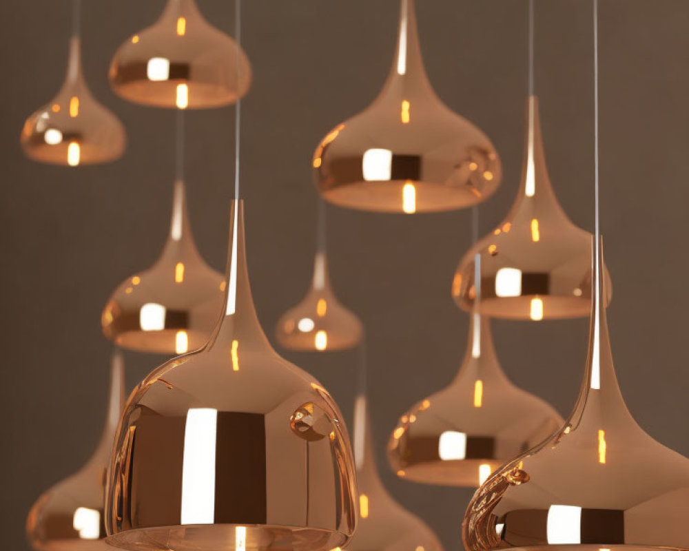 Sleek Copper Pendant Lights in Inverted Teardrop Design