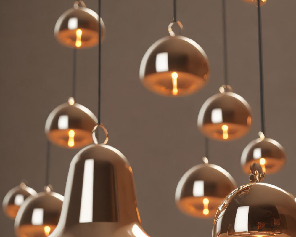 Contemporary Room with Gold Pendant Lamps on Ceiling