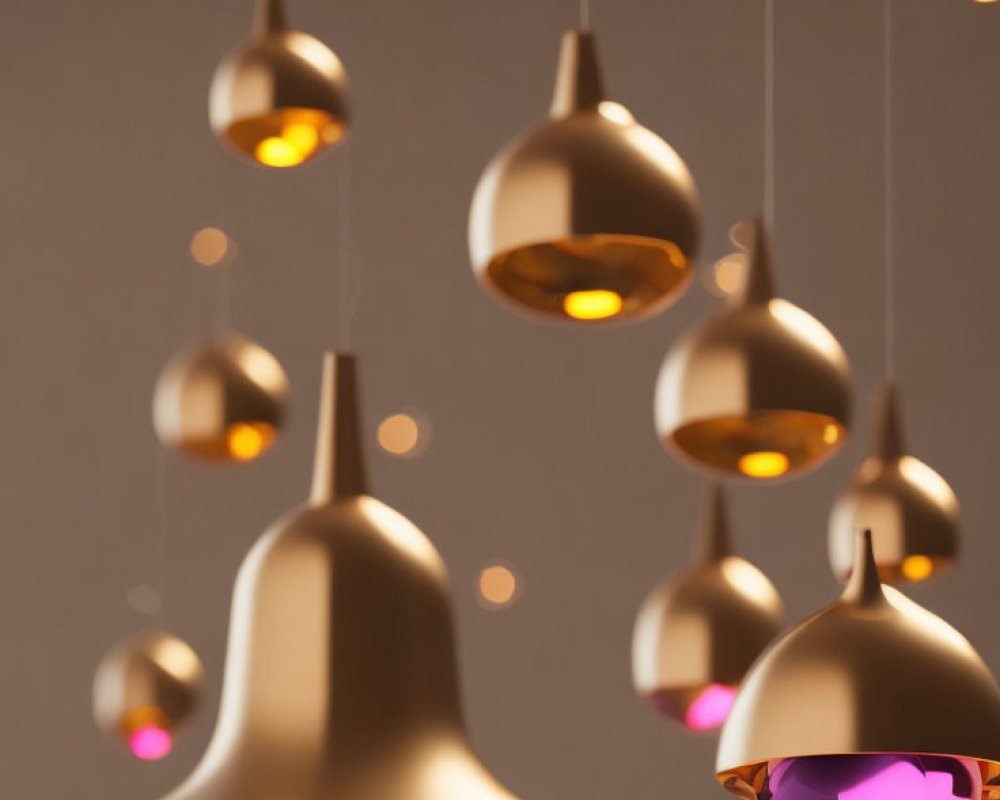 Metallic Finish Pendant Lights Against Soft Brown Background