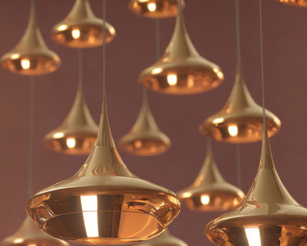 Copper Pendant Lights on Rose-Tinted Background