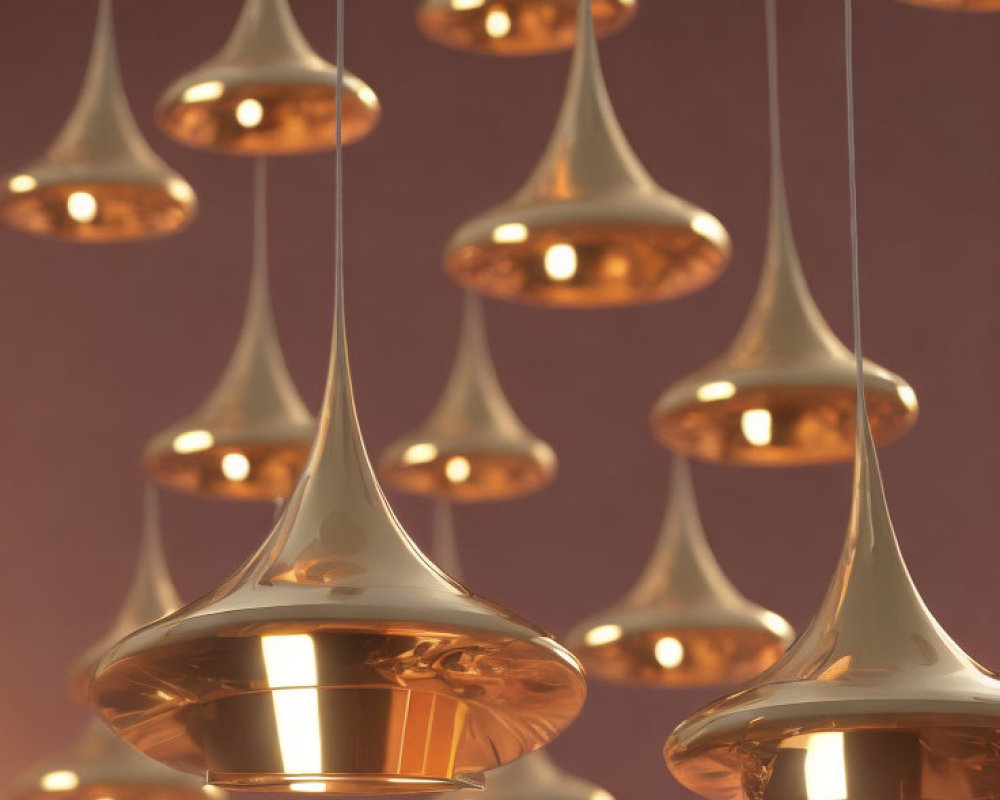 Copper Pendant Lights on Reddish-Brown Background