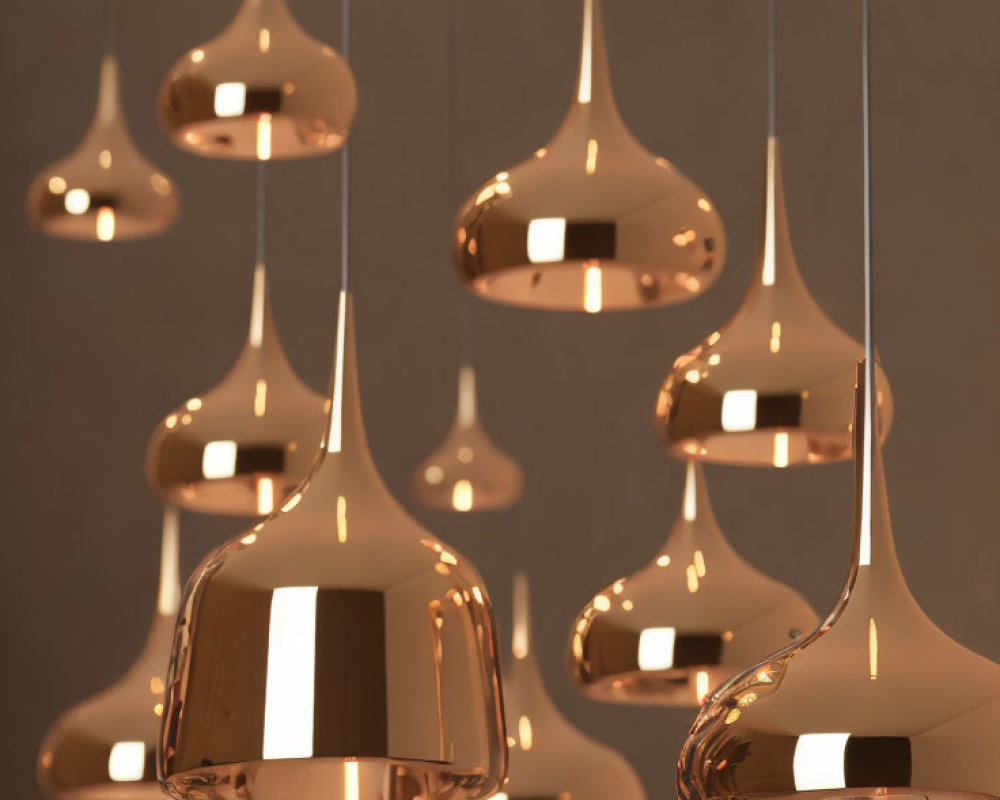 Reflective Modern Copper Pendant Lights in Warm-Toned Room