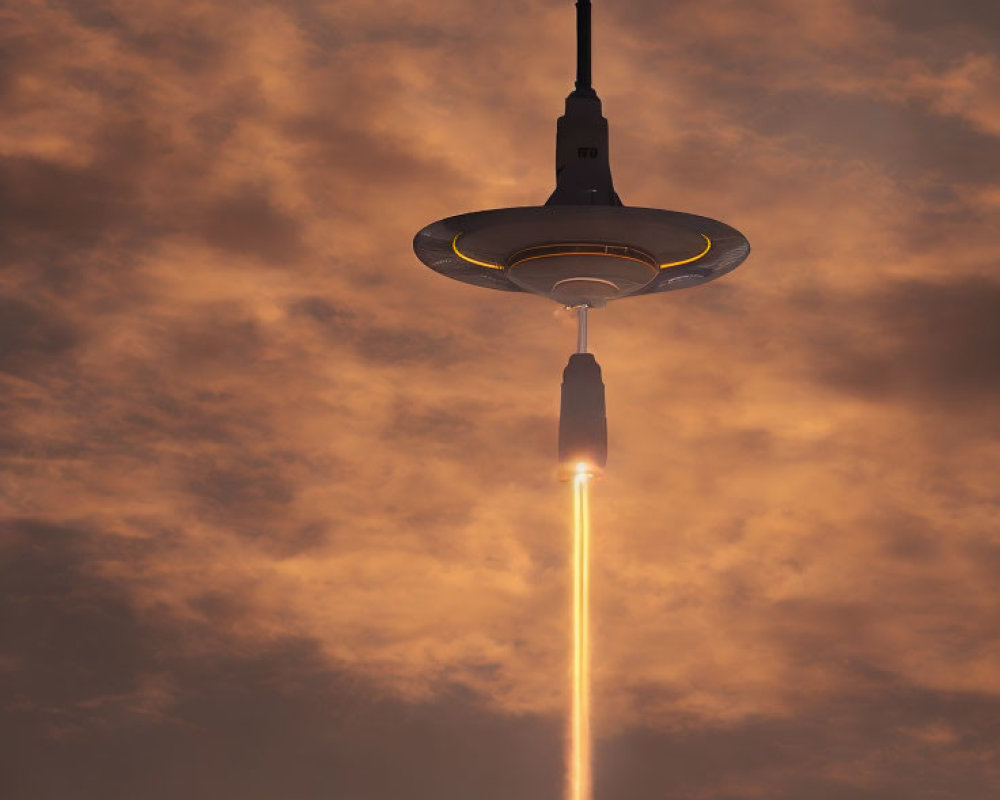 Rocket Launch with Bright Engine Flare and Unique Cloud Formation