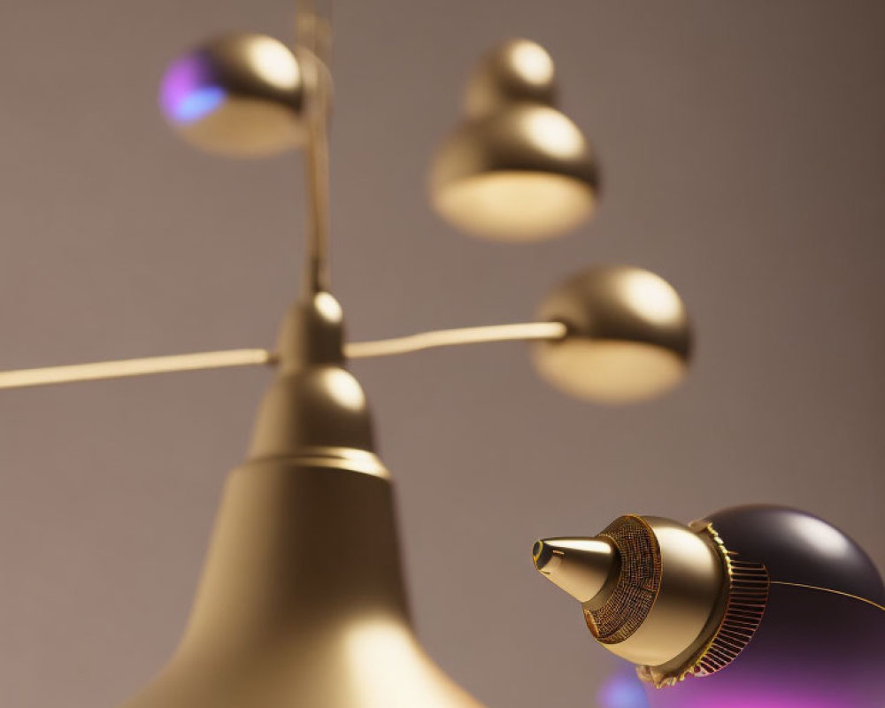 Sleek golden balance scale with pouring perfume bottle on neutral background