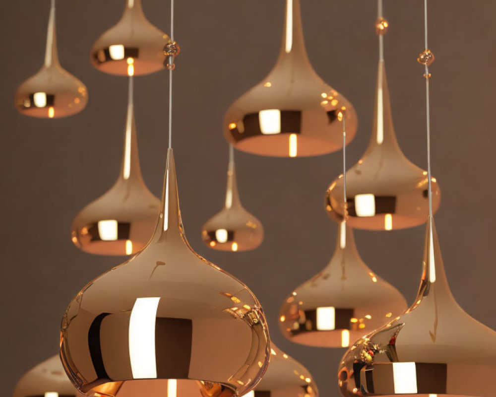 Modern Copper Pendant Lights Reflecting Warm Ambient Light