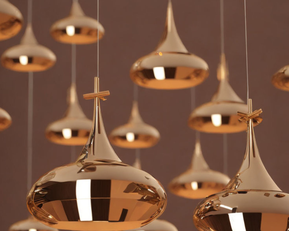 Contemporary Room with Gold Teardrop Pendant Lights