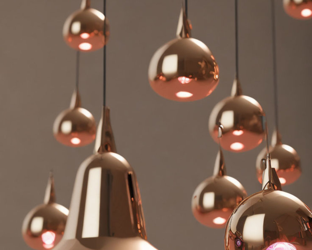 Contemporary Interior with Rose Gold Pendant Lights