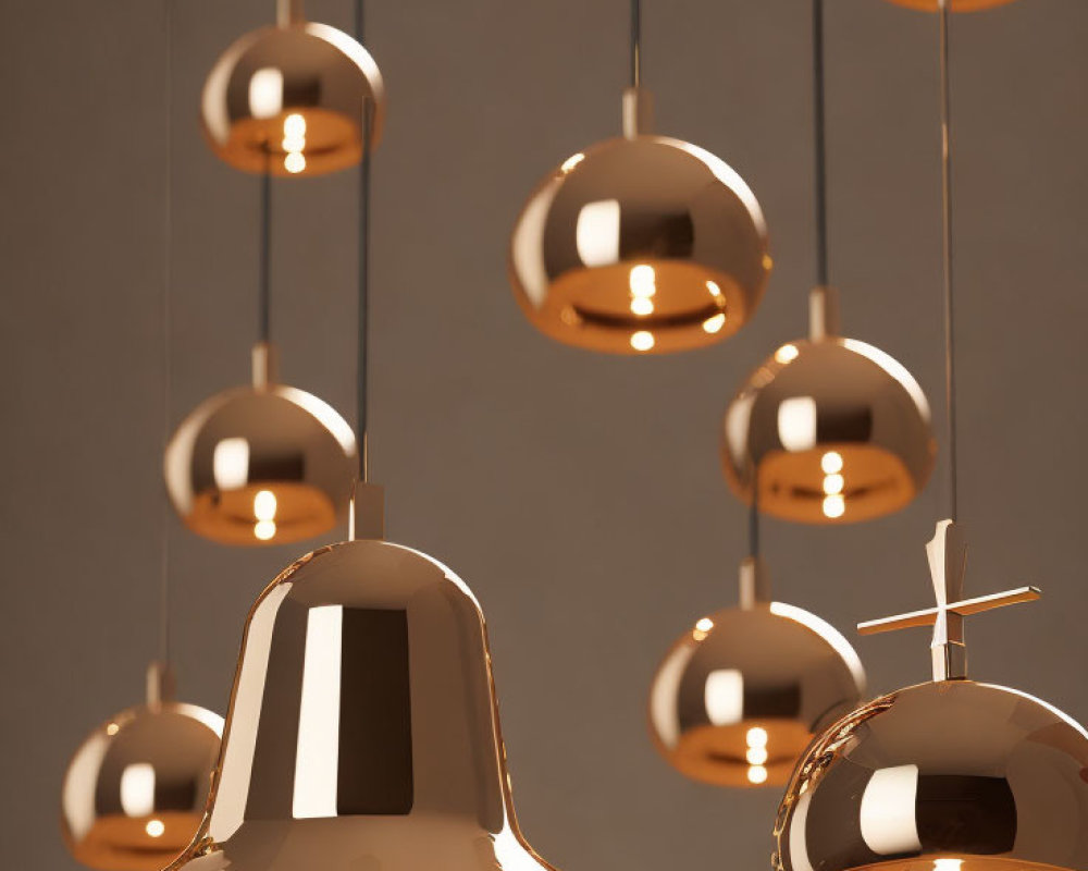 Contemporary Interior with Gold Dome Pendant Lights