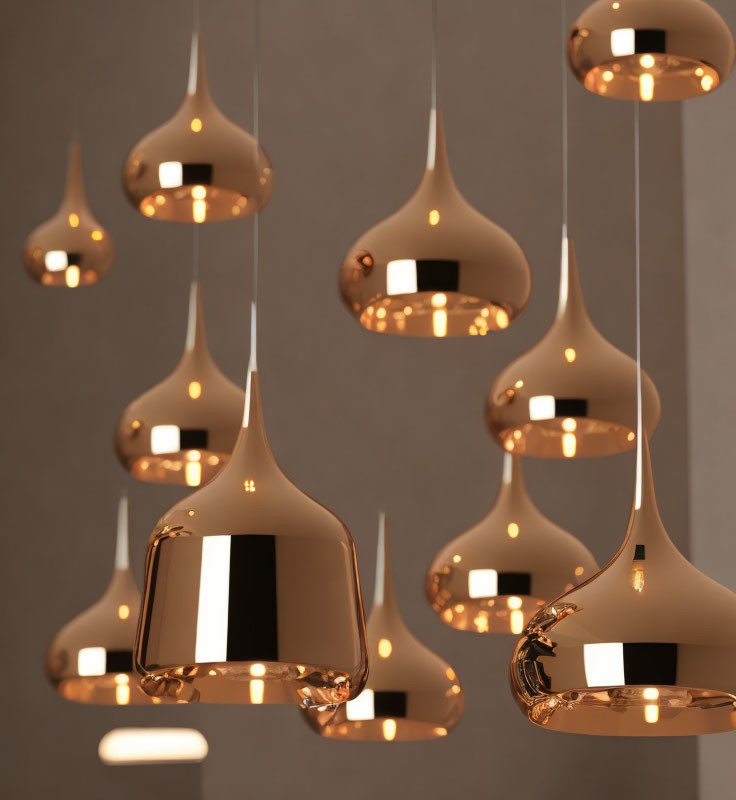 Metallic Finish Pendant Lights Illuminate Dimly Lit Room