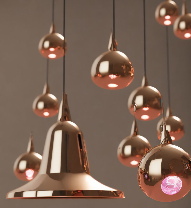 Contemporary Interior with Rose Gold Pendant Lights