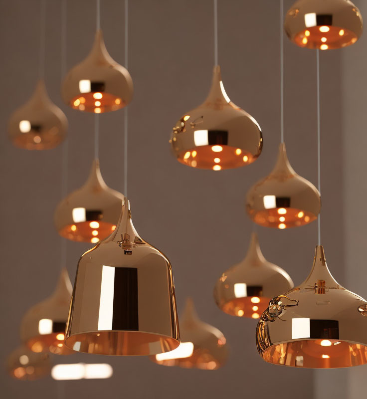 Modern Metallic Pendant Lights in Warm Interior