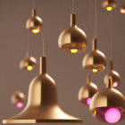 Sleek Golden Pendant Lights Suspended at Varying Lengths