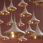 Teardrop Design Pendant Lights Illuminated on Warm Red Background