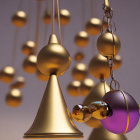 Shimmering Golden and Purple Christmas Ornaments on Warm Background