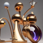 3D Rendered Composition: Gold and Silver Spheres with Orange and Purple Accents