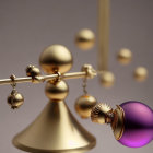 Gold and Purple Newton's Cradle with Motion and Equilibrium