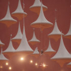 Conical Shade Ceiling Lamps on Warm Terracotta Background