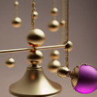 Newton's Cradle with One Ball Angled, Soft-Focus Warm Background