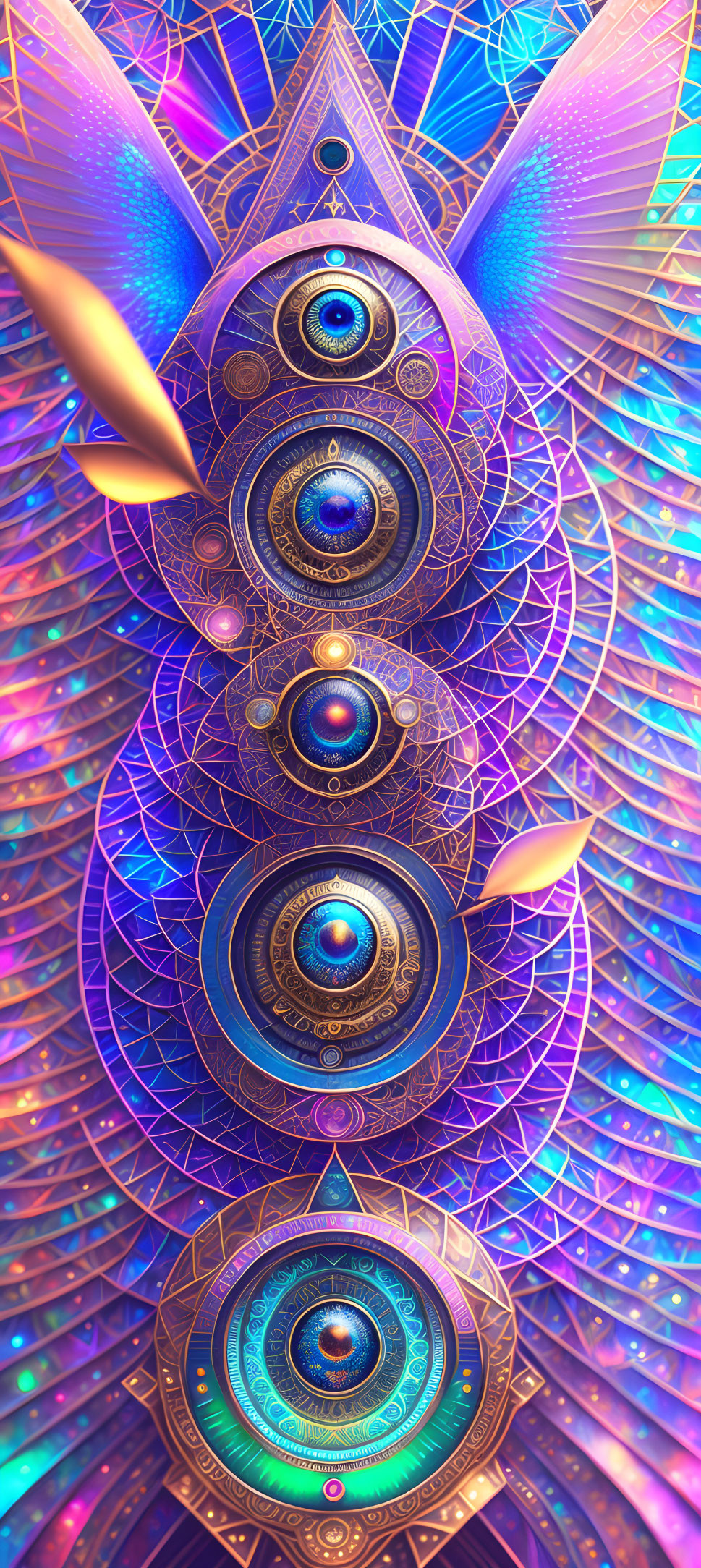 Colorful symmetrical mandala patterns in vertical orientation